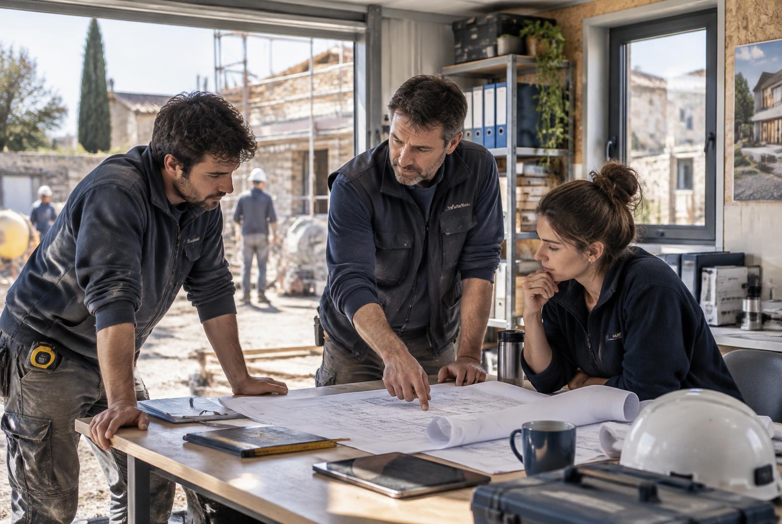 Artisan pilotant son chantier avec Chantier Zen sur tablette